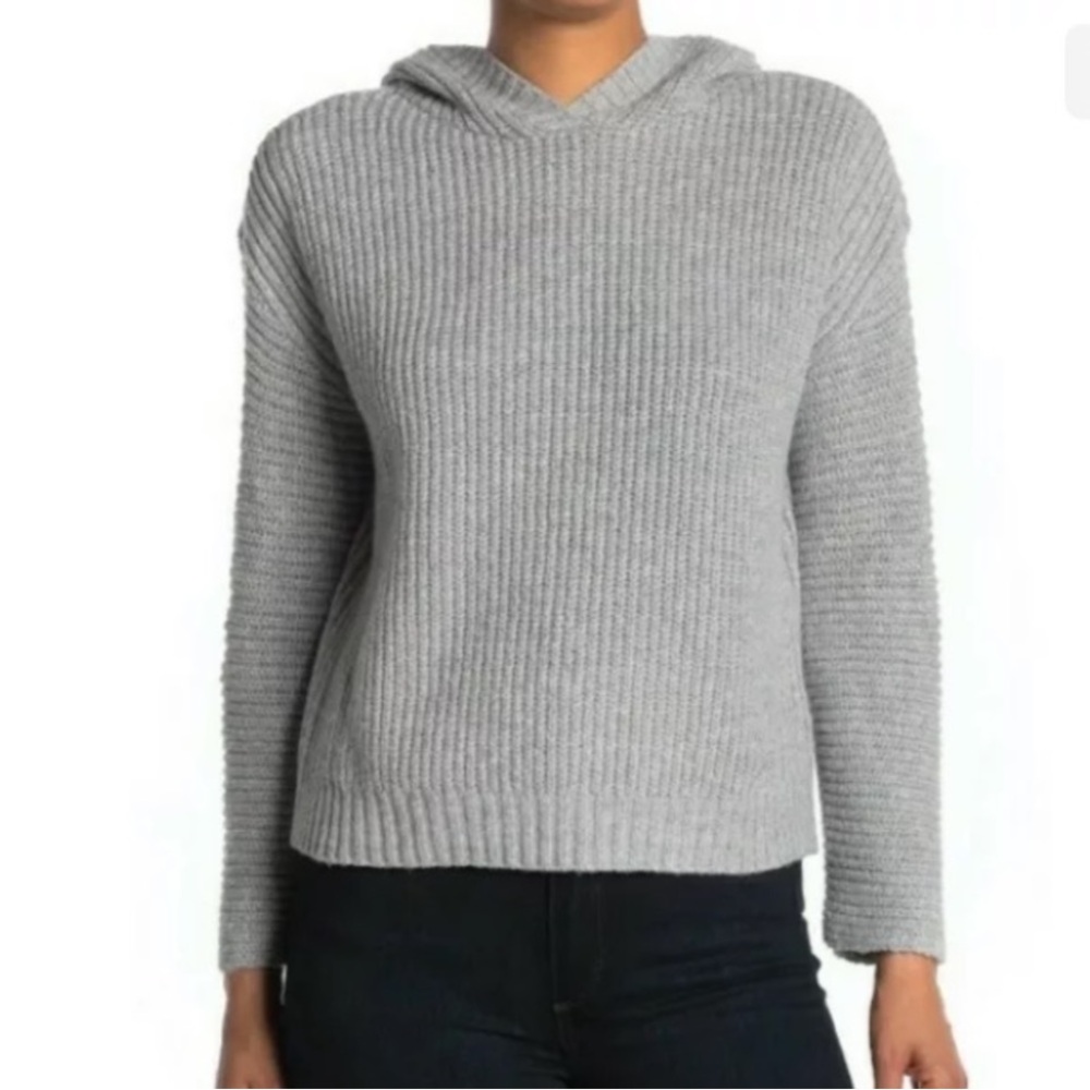 ABOUND Women's Grey Heather Ribbed Knit Hooded Sweater Hoodie size small NEW